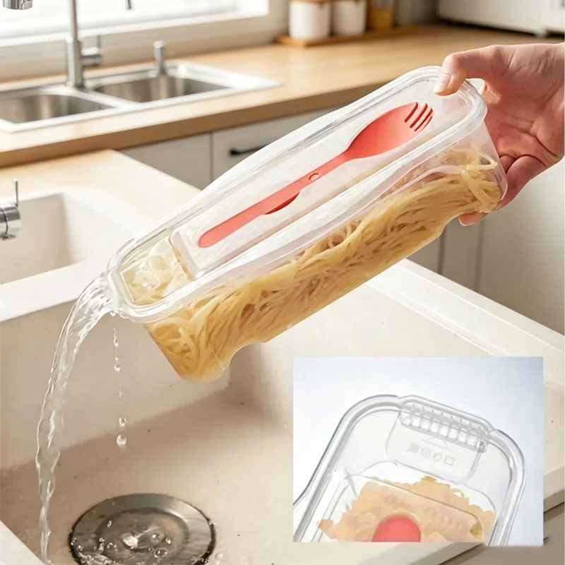 Salad Container Jar - 1300ML Mikrodalga Erişte Pişirici Yiyecek Pişirme