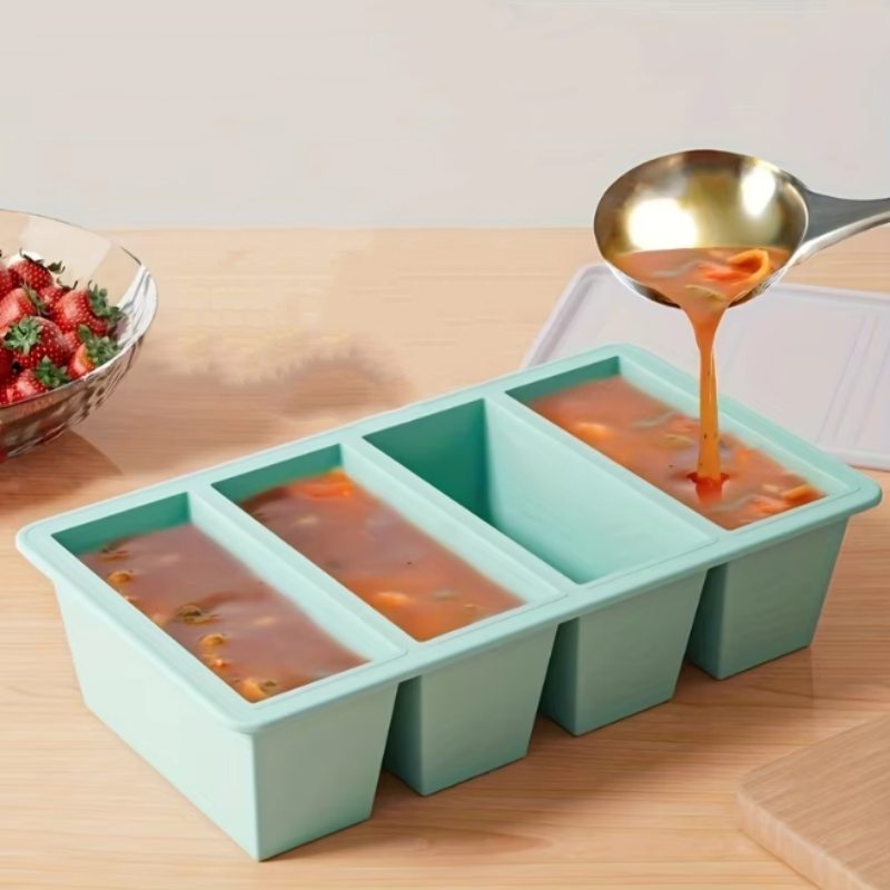 Meal Prep Chef - 1 adet Kapaklı Silikon Dondurucu Tepsi