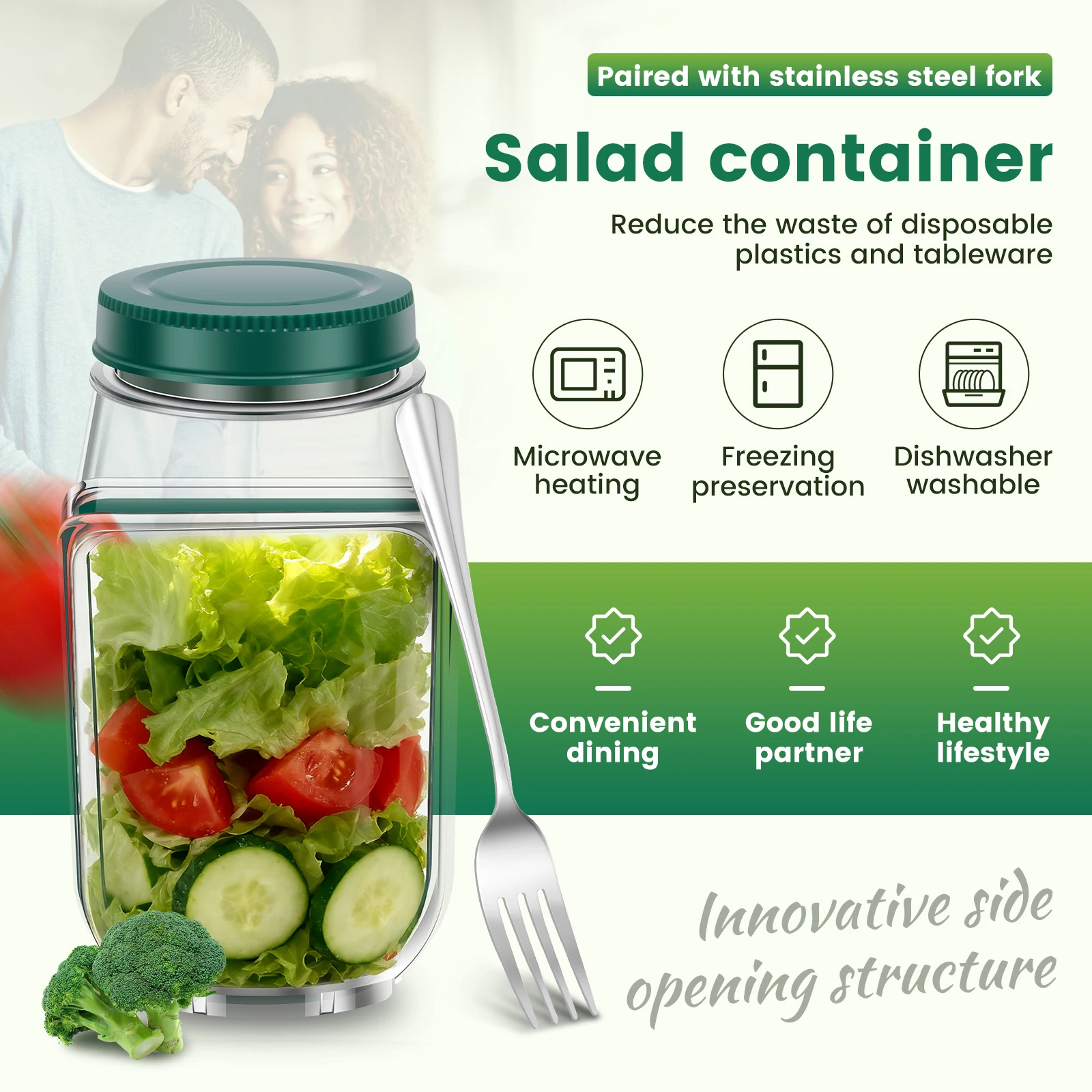 Salata Kabı, Yan Açılır Kapakl - Salad Container Jar incelemesi ve fiyatı
